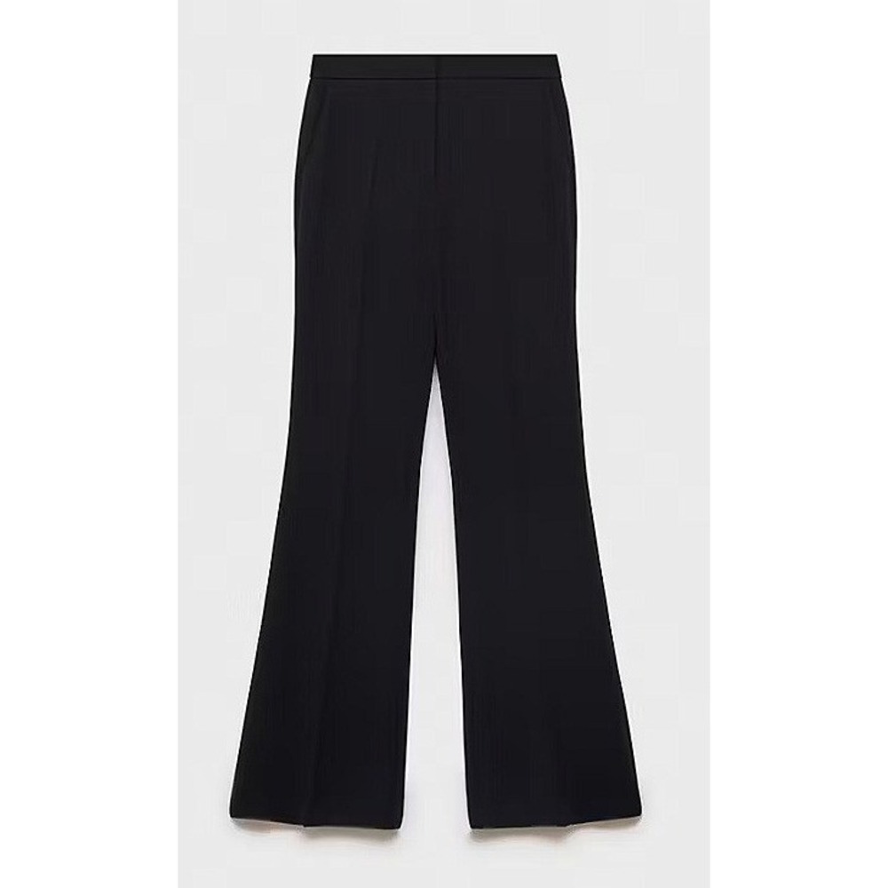 NWT Mango Women's Wide leg Suit Trousers Black Size 12 Professional Mid Rise - Picture 6 of 16